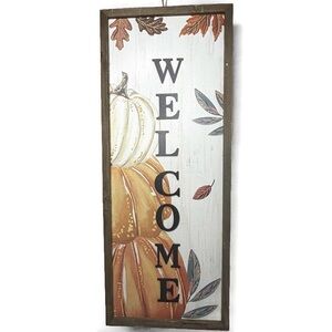Ashland NWT Large Rustic Wood Frame Fall Welcome Decor